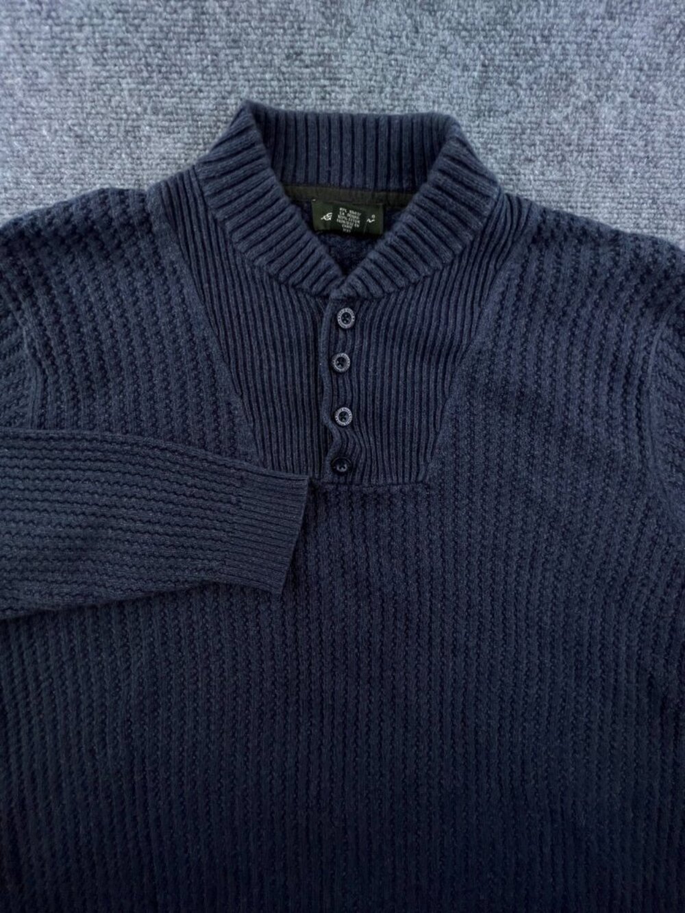Eddie Bauer Men’s Long Sleeve Blue Cotton 1/4 Button Sweater Heavyweight Adult